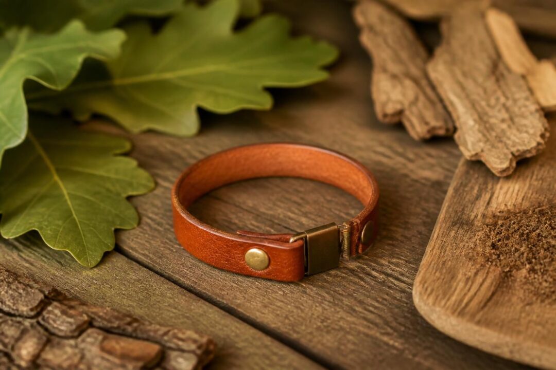 découvrez comment identifier un cuir à tannage végétal de qualité et reconnaître un bijou en cuir qui vieillira avec élégance et authenticité au fil du temps.
